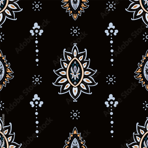 Golden Blue Mandala Lotus Damask