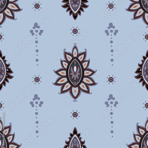 Lilac Blue Mandala Lotus Damask