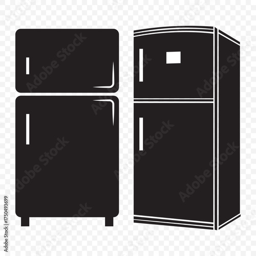 Fridge icon vector set. Refrigerator icon, vector logo. Silhouette of refrigerator, Fridge symbol and sign. Electronic equipment Vector illustration of fridge. EPS 10.