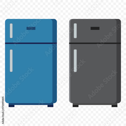 Cute Kawaii Refrigerator Set – Colorful Cartoon Fridge Characters with Happy Faces On Transparent Background. EPS 10.