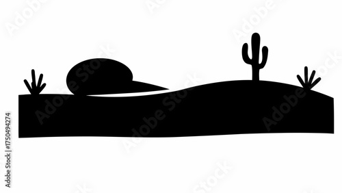 Striking minimalist desert landscape silhouette with cactus, conveying serene beauty of arid regions