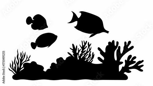 Graceful tropical fish swimming near vibrant coral reef, perfect for nautical designs and ocean-themed projects