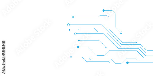 Circuit Board Electronics Digital Technology Banner Blue. Central Computer Processors CPU Concept. Motherboard Digital Chip. Abstract Blue Technology Background.