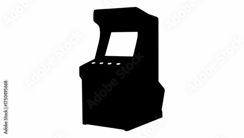 Vintage arcade cabinet silhouette invites nostalgic gaming fun, perfect for retro design projects and game rooms