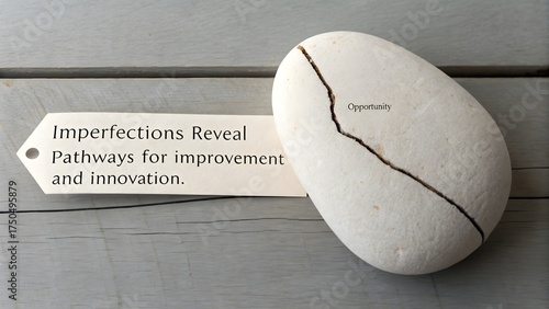 Broken stone symbolizing opportunity next to a printed message