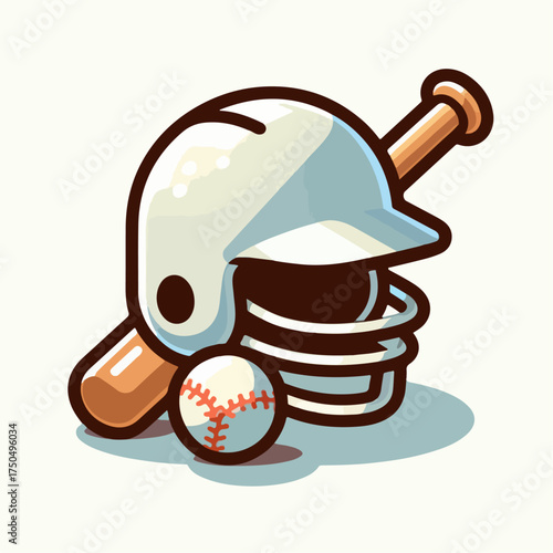 vector illustration of baseball bat and helmet