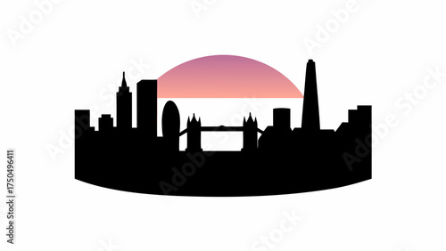 London skyline silhouette with sunset colors, perfect for travel, branding, and commercial designs