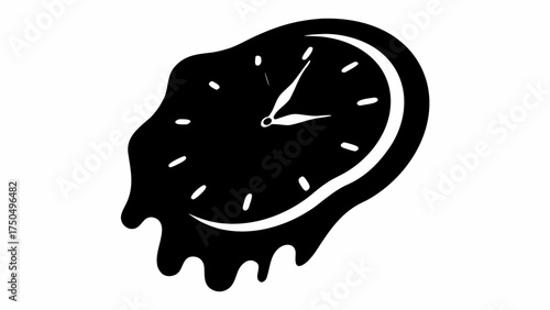 Surreal melting clock design represents time distortion, abstract concept for creative projects