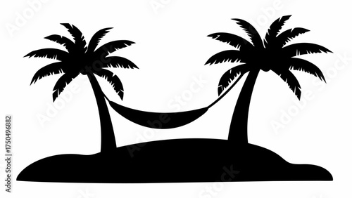 Relaxing tropical getaway with palm trees and hammock perfect for vacation, travel and leisure