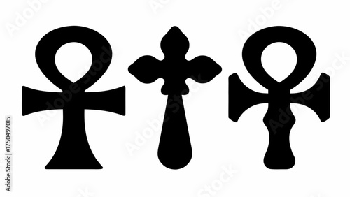 Ancient Egyptian Ankh symbols representing life, spirituality, and protection, elegant designs