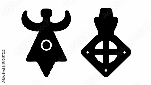 Abstract minimalist symbols in bold black create an elegant yet modern artistic design element