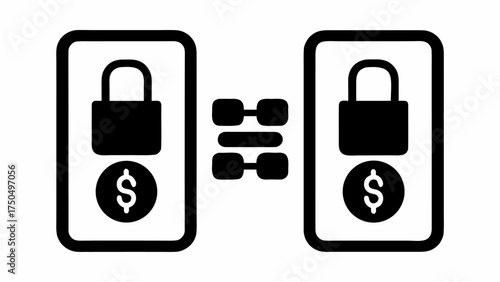 Secure financial transactions symbolized by locked icons with dollar signs, safe and protected