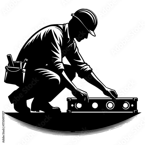 A civil craftsman checking slope with level tool vector image illustration