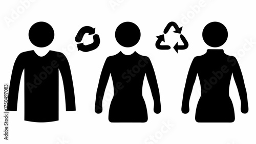 People and recycling concept for sustainable living and environmental awareness with modern icons