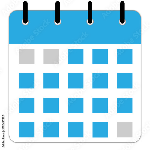 Calendar schedule flat icon for apps and websites | Calendar isolated vector blue icon with square space for day