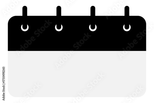 Calendar icon | Black vector calendar symbol with white blank space for text