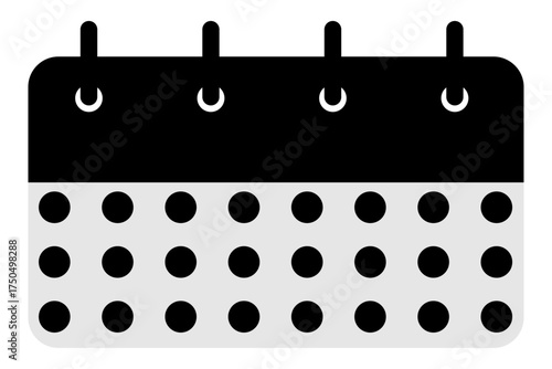 Calendar icon | Black vector calendar symbol with circular day representation