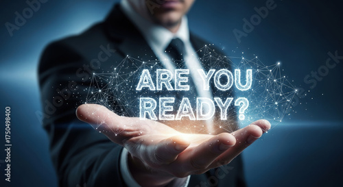 Business Man Holding Futuristic 