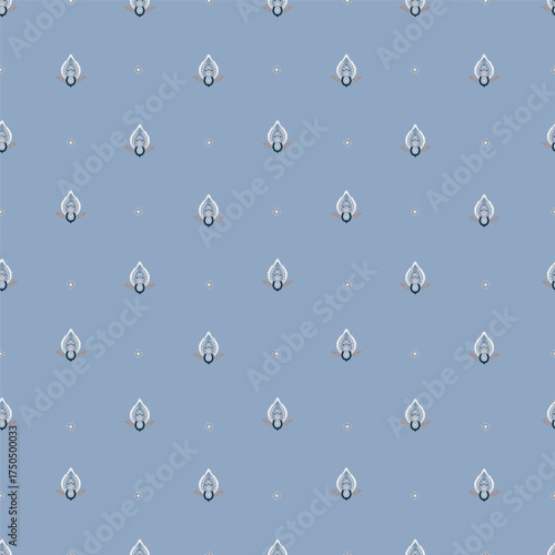 Delicate Blue Paisley Drop Pattern