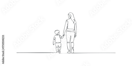 Adult holding child's hand walking together