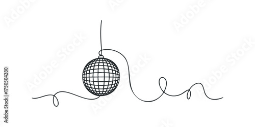 Minimalist Disco Ball Line Art