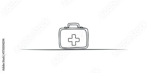 Minimalist medical kit with cross symbol line art