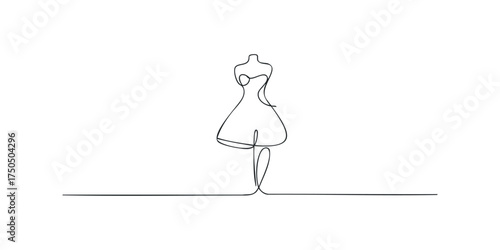 Minimalist dress outline on white background