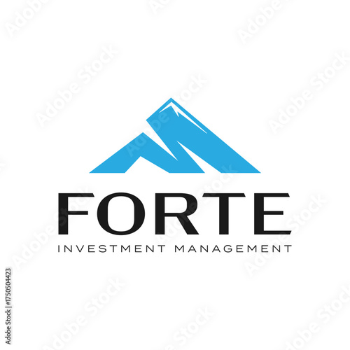 Modern blue mountain F logo for finance and wealth growth