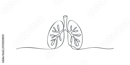 Single line drawing of human lungs