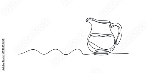 Continuous Line Drawing of a Pitcher with Liquid