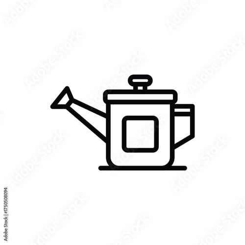 A line drawing of a watering can