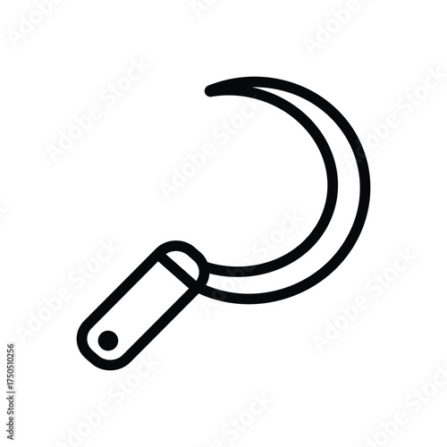 Black outline sickle with a handle