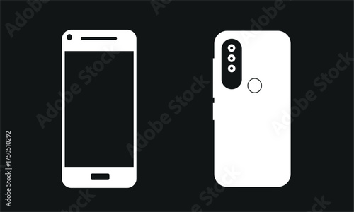 Vector art of front and back view of a white smartphone on a