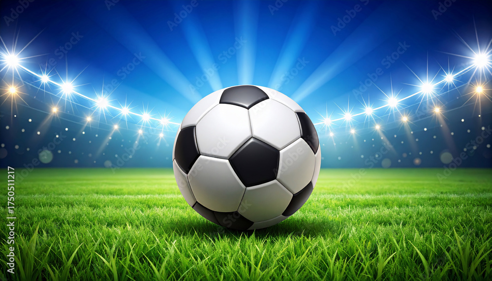 Fototapeta premium Soccer ball on stadium field