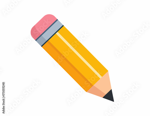 Bright yellow pencil with pink eraser and sharp graphite point