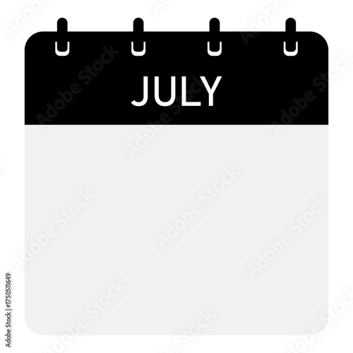 Infographic calendar icon design with orange header | Futuristic calendar design with space for text | Month of July calendar demo 