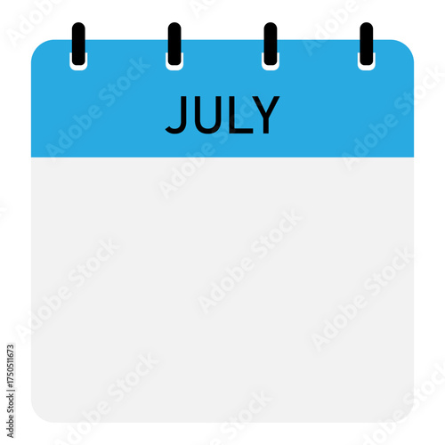 Infographic calendar icon design with blue header | Futuristic calendar design with space for text | Month of July calendar demo 