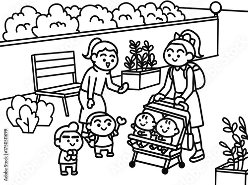 children playing with twins