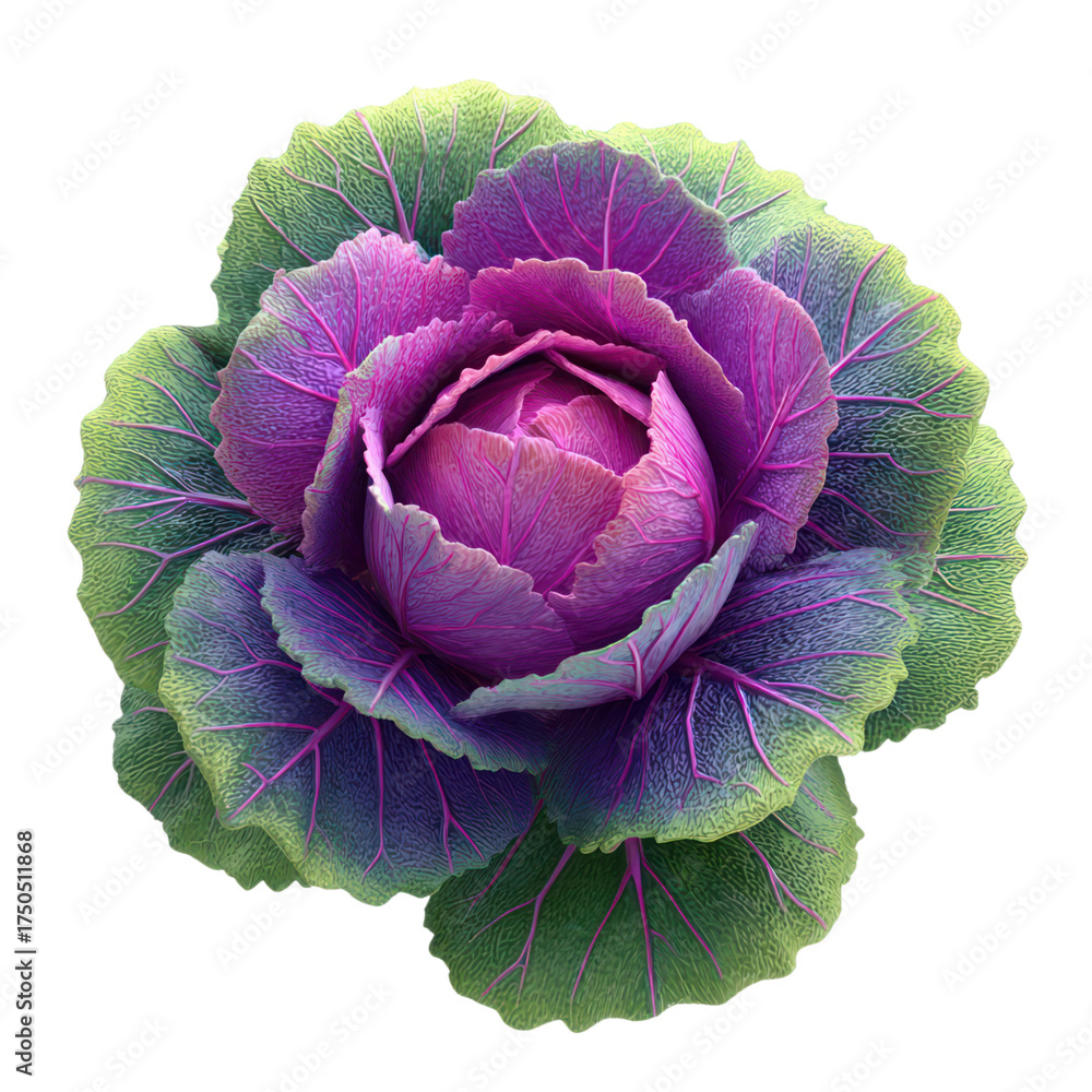 Obraz premium Ornamental Cabbage Purple Flower Isolated.