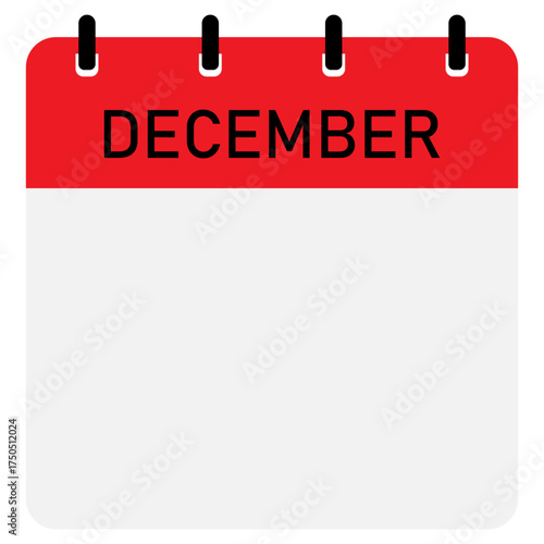 Infographic calendar icon design with red header | Futuristic calendar design with space for text | Month of December calendar demo 