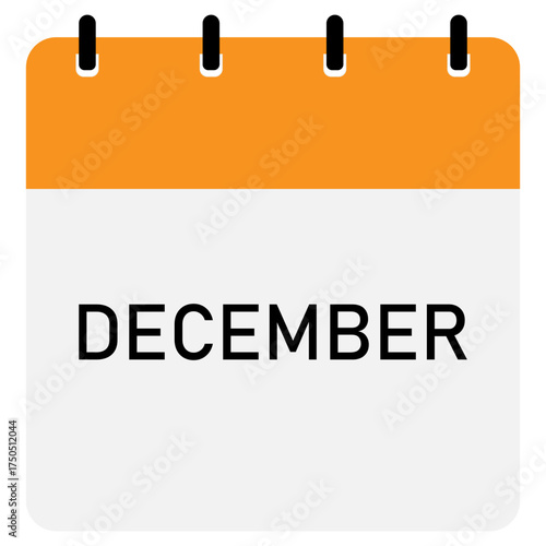 Infographic calendar icon design with orange header | Futuristic calendar design with space for text | Month of December calendar demo 