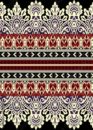 Photos Textile digital design motifs patterns ikat rugs paisley traditional Thai border