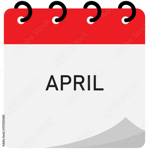 April month folding calendar demo with red header and spiral binding 