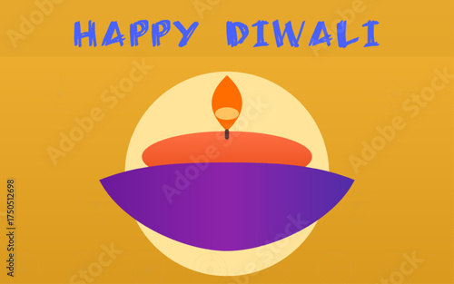 Diwali Greeting Featuring Stylized Lamp with Colorful Background for the Festival of Lights