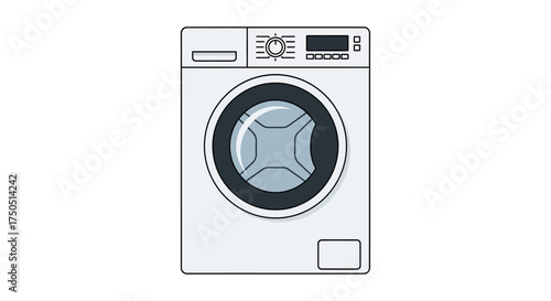 Minimal Front Load Washing Machine Vector Illustration