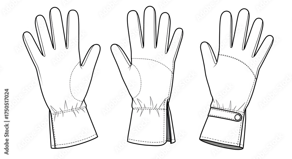 Fototapeta premium Technical illustration of different gloves