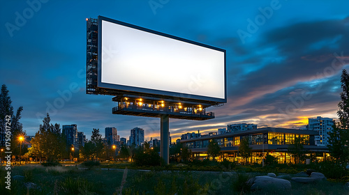Billboard Against Dramatic Twilight Sky in Urban Cityscape Setting