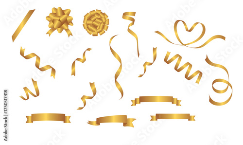 golden ribbon pack vector illustration, shapes, ribbons, ribbon, vector, elements, collections, pack, decorated, ribbons golden collection, ornamental, elegant, banner, illustration, golden, art,