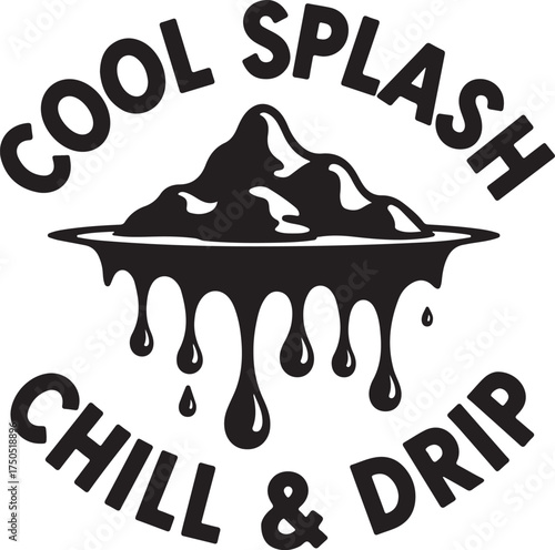 Black and white graphic logo with text cool splash chill and drip vector