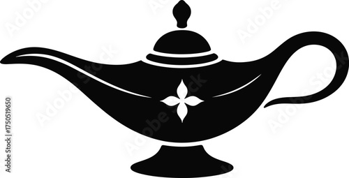 Magic lamp vector illustration with intricate design for fairy tales